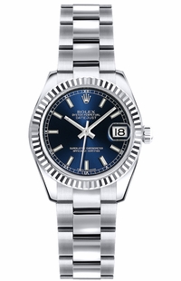 Rolex Lady-Datejust 26 Blue Dial Oyster Bracelet Watch 179179