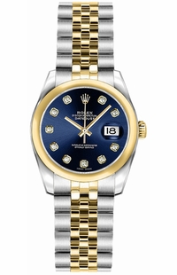 Rolex Lady-Datejust 26 Blue Diamond Dial Women's Watch 179163