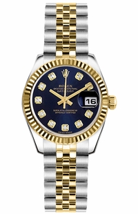 Rolex Lady-Datejust 26 Blue Diamond Jubilee Bracelet Watch 179173