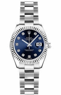 Rolex Lady-Datejust 26 Blue Diamond Oyster Bracelet Watch 179174