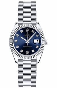 Rolex Lady-Datejust 26 Blue Diamond President Bracelet Watch 179179