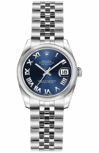Rolex Lady-Datejust 26 Blue Roman Numeral Jubilee Women's Watch 179160