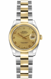 Rolex Lady-Datejust 26 Champagne Dial Diamond Women's Watch 179163