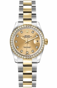 Rolex Lady-Datejust 26 Champagne Dial Diamond Women's Watch 179383-0001