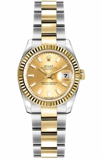 Rolex Lady-Datejust 26 Champagne Dial Oyster Bracelet Watch 179173