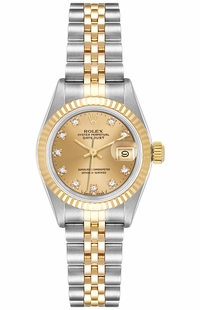 Rolex Lady-Datejust 26 Champagne Diamond Dial Women's Watch 69173