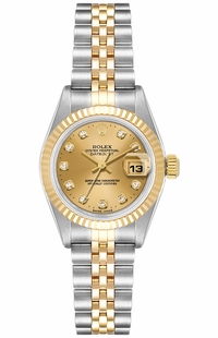 Rolex Lady-Datejust 26 Champagne Diamond Dial Women's Watch 69173