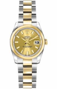 Rolex Lady-Datejust 26 Champagne Gold & Steel Women's Watch 179163-0060