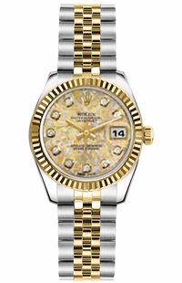 Rolex Lady-Datejust 26 Champagne & Grey Diamond Dial Watch 179173