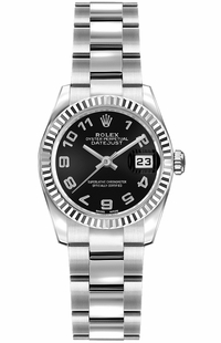 Rolex Lady-Datejust 26 Concentric Circle Black Dial Watch 179174