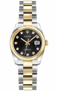 Rolex Lady-Datejust 26 Diamond Gold & Steel Women's Watch 179163