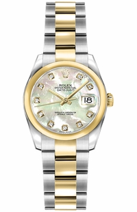 Rolex Lady-Datejust 26 Diamond Mother of Pearl Dial Women's Watch 179163