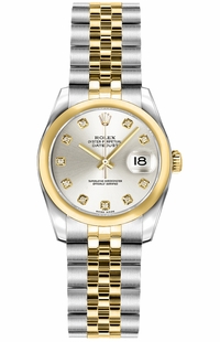 Rolex Lady-Datejust 26 Diamond Silver Dial Women's Watch 179163-0062