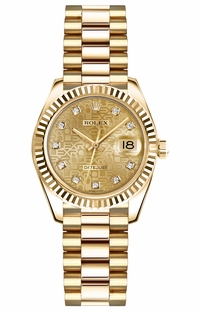Rolex Lady-Datejust 26 Gold Diamond Watch 179178