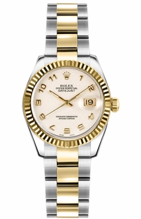 Rolex Lady-Datejust 26 Ivory Dial Fluted Bezel Watch 179173