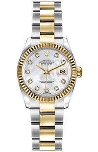 Rolex Lady-Datejust 26 Mother of Pearl Diamond Oyster Bracelet Watch 179173