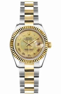 Rolex Lady-Datejust 26 Mother of Pearl Gold & Steel Watch 179173