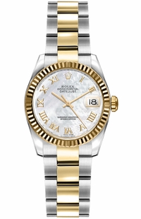 Rolex Lady-Datejust 26 Mother of Pearl Roman Numeral Oyster Bracelet Watch 179173