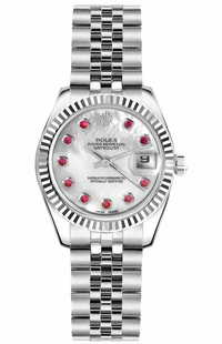Rolex Lady-Datejust 26 Mother of Pearl Ruby Dial Watch 179174