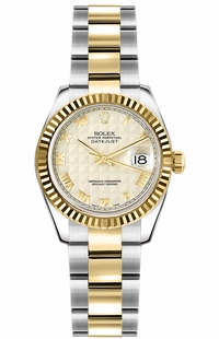 Rolex Lady-Datejust 26 Oyster Bracelet Ivory Dial Watch 179173