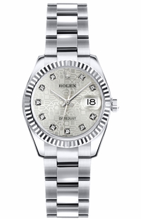 Rolex Lady-Datejust 26 Oyster Bracelet Silver Jubilee Dial Watch 179179