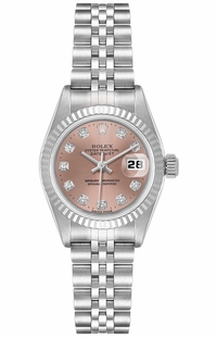 Rolex Lady-Datejust 26 Pink Dial Diamond Women's Watch 69174