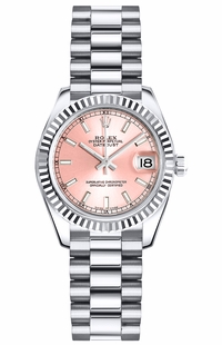 Rolex Lady-Datejust 26 Pink Dial President Bracelet Watch 179179