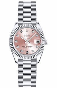 Rolex Lady-Datejust 26 Pink Diamond Gold Watch 179179