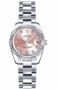 Rolex Lady-Datejust 26 Pink Diamond Oyster Bracelet Watch 179179