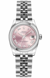 Rolex Lady-Datejust 26 Pink Roman Numeral Dial Women's Watch 179160