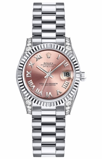 Rolex Lady-Datejust 26 Pink Roman Numeral Gold Women's Watch 179239