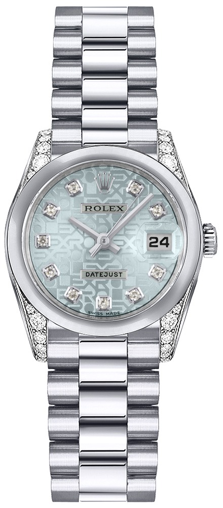 Rolex Lady-Datejust 26 Platinum Diamond Women's Watch 179296