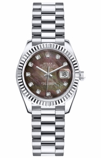 Rolex Lady-Datejust 26 President Bracelet Diamond Gold Watch 179179