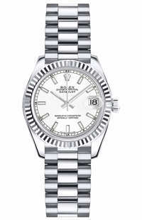 Rolex Lady-Datejust 26 President Bracelet White Dial Watch 179179