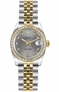 Rolex Lady-Datejust 26 Rhodium Diamond Dial Women's Watch 179383