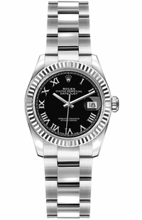 Rolex Lady-Datejust 26 Roman Numeral Oyster Bracelet Watch 179174