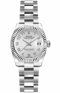 Rolex Lady-Datejust 26 Silver Concentric Dial Women's Watch 179174