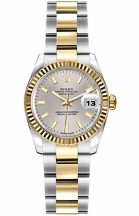 Rolex Lady-Datejust 26 Silver Dial Oyster Bracelet Watch 179173
