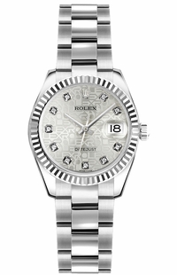 Rolex Lady-Datejust 26 Silver Dial Oyster Women's Watch 179174