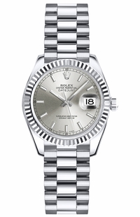 Rolex Lady-Datejust 26 Silver Dial President Bracelet Watch 179179