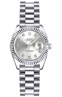 Rolex Lady-Datejust 26 Silver Diamond Dial Watch 179179