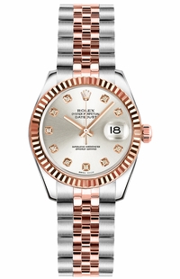 Rolex Lady-Datejust 26 Silver Diamond Dial Women's Watch 179171