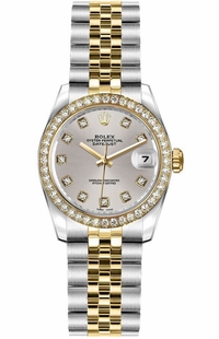 Rolex Lady-Datejust 26 Silver Diamond Dial Women's Watch 179383