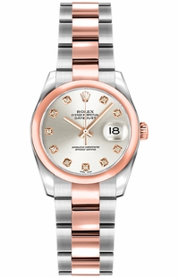 Rolex Lady-Datejust 26 Silver Diamond Gold & Steel Women's Watch 179161