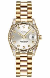 Rolex Lady-Datejust 26 Silver Diamond Women's Watch 179158