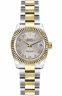 Rolex Lady-Datejust 26 Silver Roman Numeral Dial Watch 179173