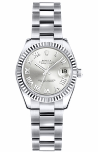 Rolex Lady-Datejust 26 Silver Roman Numeral Dial Watch 179179