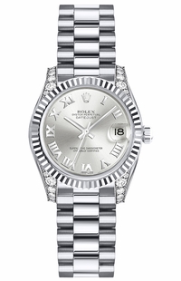 Rolex Lady-Datejust 26 Silver Roman Numeral Gold Women's Watch 179239