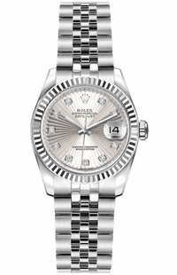 Rolex Lady-Datejust 26 Silver Sunbeam Dial Women's Watch 179174
