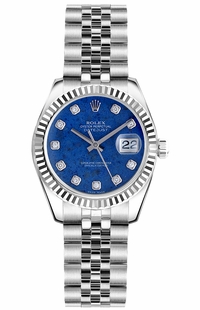 Rolex Lady-Datejust 26 Solid 18K White Gold Bezel Watch 179174